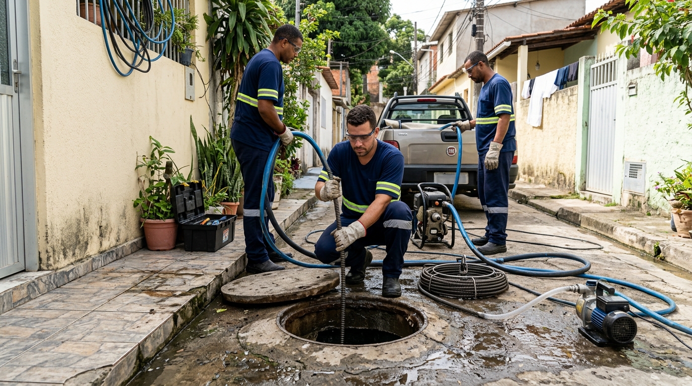 Desentupimento de Esgoto com Hidrojateamento em Brasília‑DF